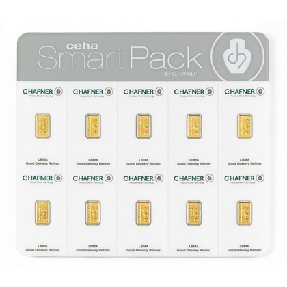 10 x 1 gram Gold Bar Smart Pack C.Hafner