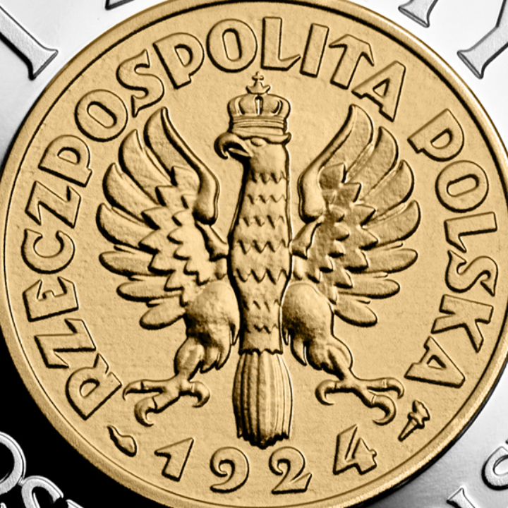 100. anniversary of the introduction of gold into circulation - gold-plated 1 zloty Silver 2024 Proof