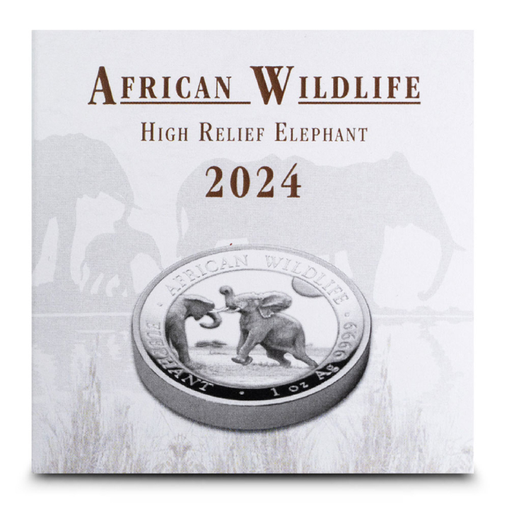 African Wildlife: Somalia Elephant 1 oz Silver 2024 Proof Ultra High Relief