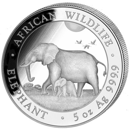 African Wildlife: Somalia Elephant 5 oz Silver 2022