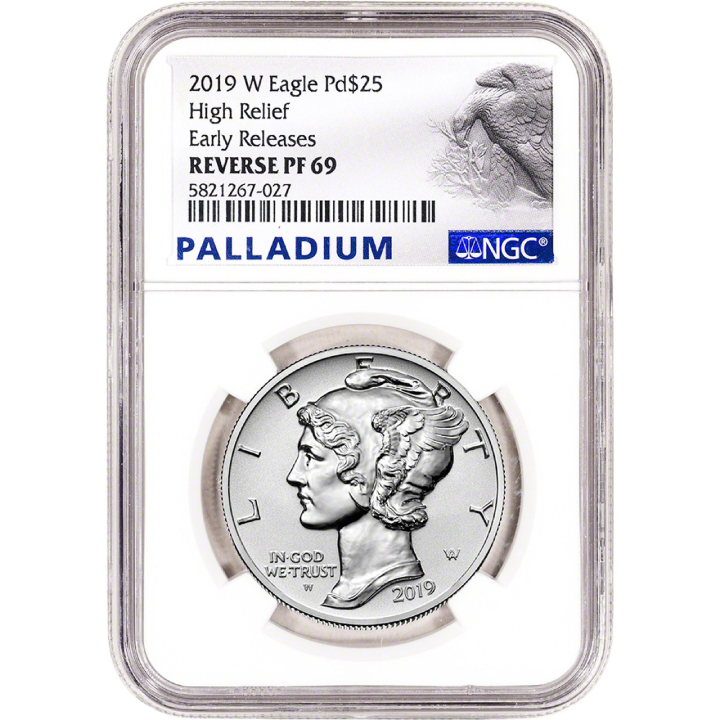 American Eagle 1 oz Palladium 2019 NGC High Relief Reverse Proof PF69 Early Releases