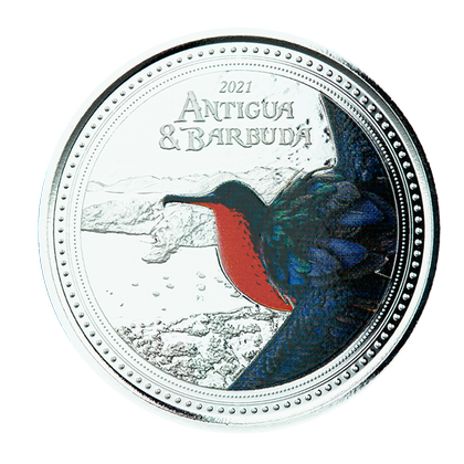 Antigua & Barbuda: Frigate great colored 1 oz Silver 2021