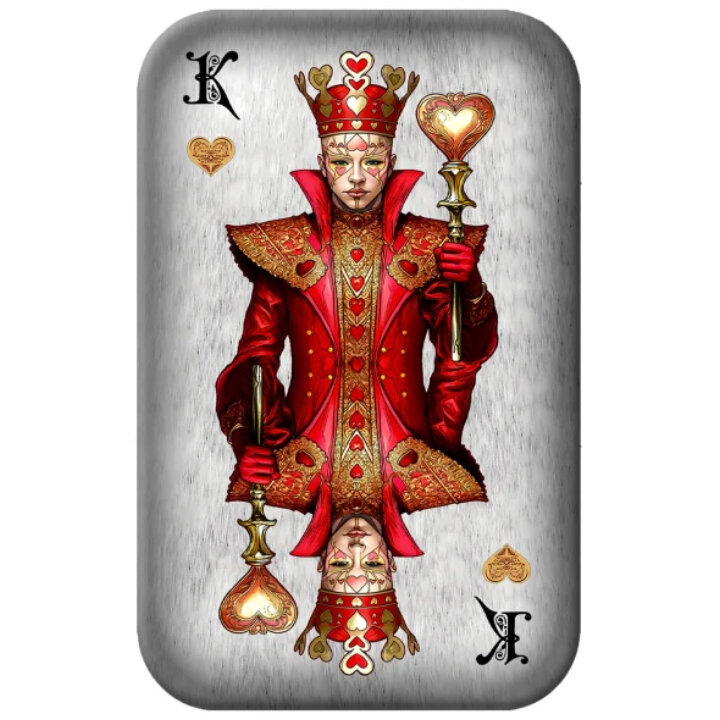 Asturmint: Poker Cards - King of Hearts coloured 2 oz Silver Bar 2024 Antique Finish