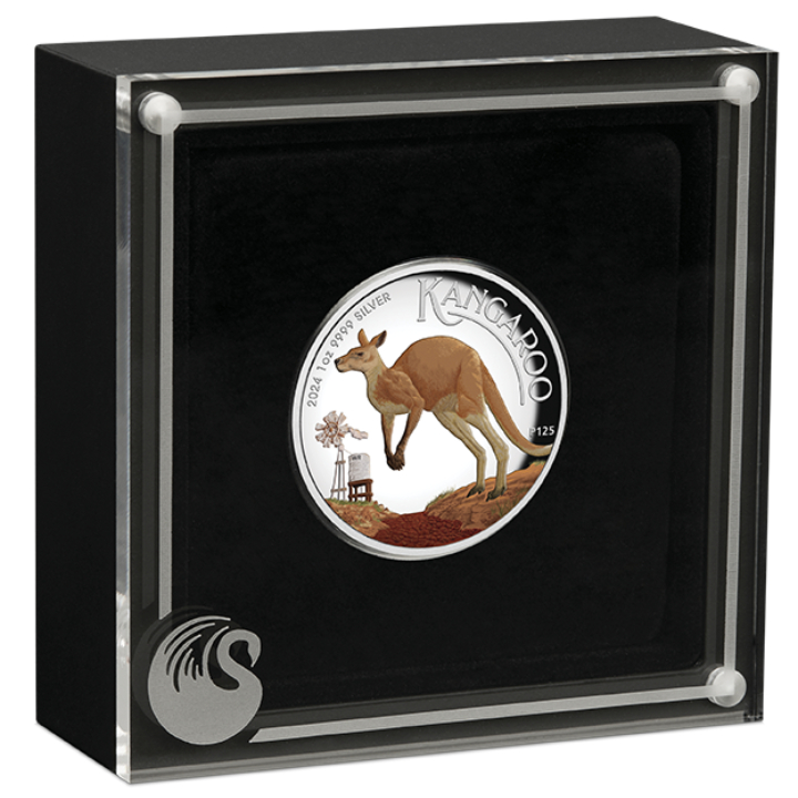 Australian Kangaroo coloured 1 oz Silver 2024 Proof High Relief