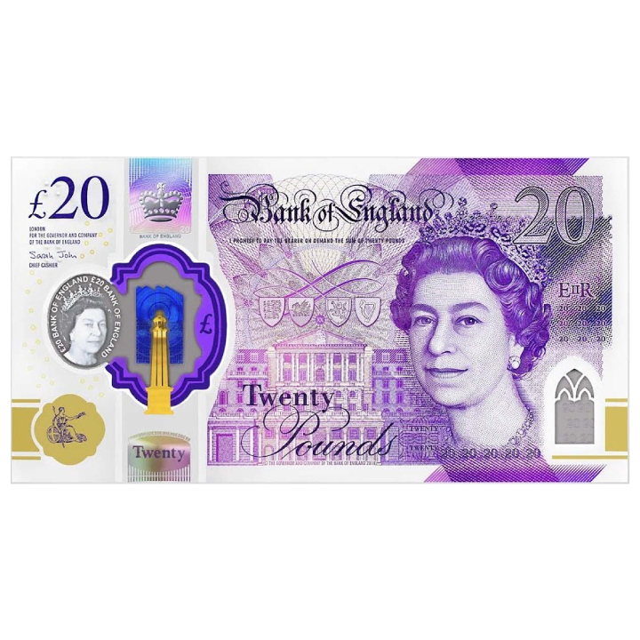 Banknote 20 Great British Pound - Queen Elizabeth II (20 pound / 20 GBP) Circulated 