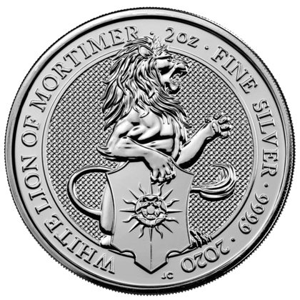 Beasts of the Queen: White Lion of the Mortimers 2 ounces Silver 2020