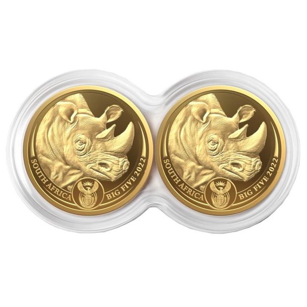 Big Five II: Rhino Set 2 x 1/4 oz Gold 2022 Proof