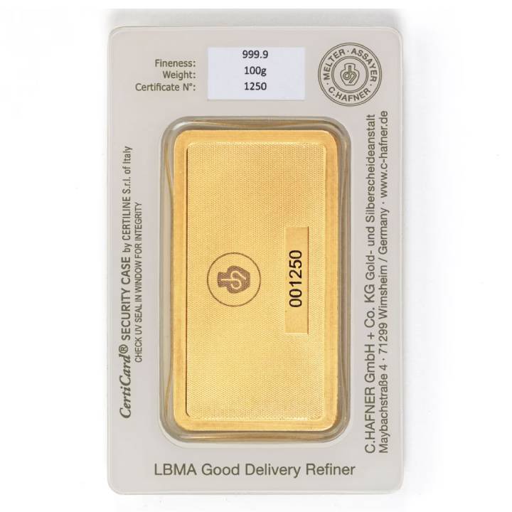 C. Hafner 100 grams Gold Bar LBMA