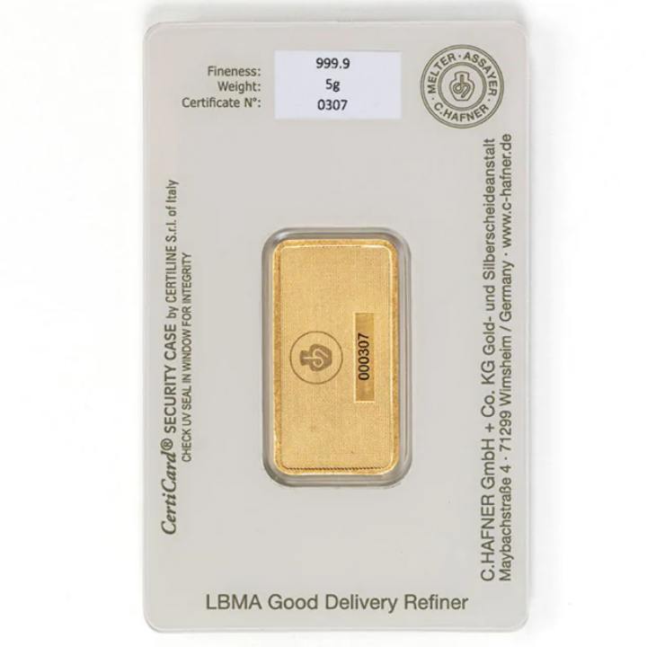 C. Hafner 5 grams Gold Bar LBMA