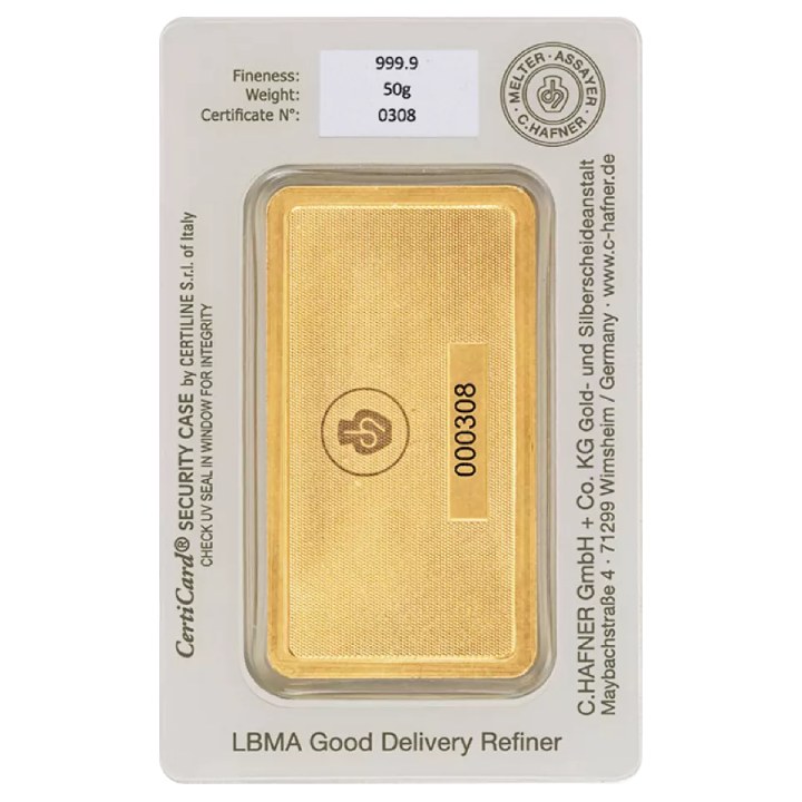 C. Hafner 50 grams Gold Bar LBMA