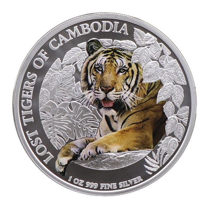 Cambodia: The Lost Tiger of Cambodia colored 1 oz Silver 2023