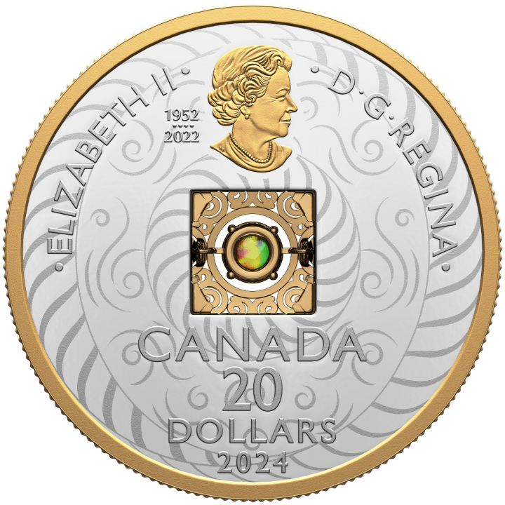 Canada: Dancing Ammolite - Elements of Nature "Air" Silver 2024 Gilded Proof Coin 