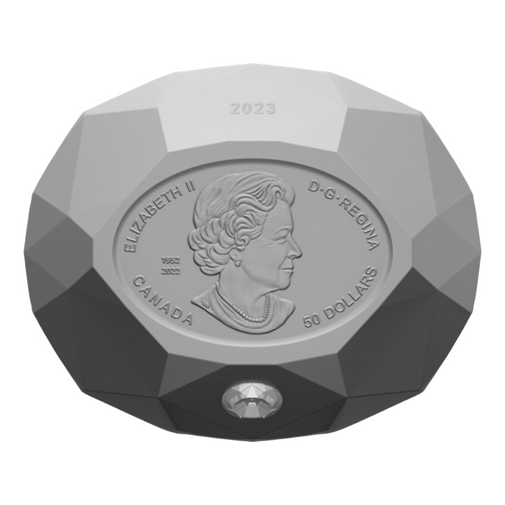 Canada: Forevermark Black Label Oval Diamond $50 Silver 2023 Shaped Matte Proof Coin