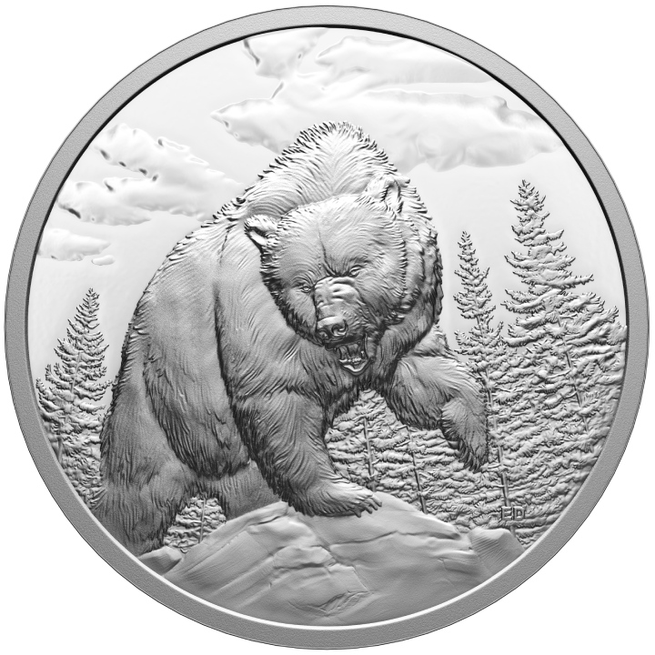 Canada: Great Hunters - Grizzly Bear $20 Silver 2023 Proof Ultra High Relief Coin