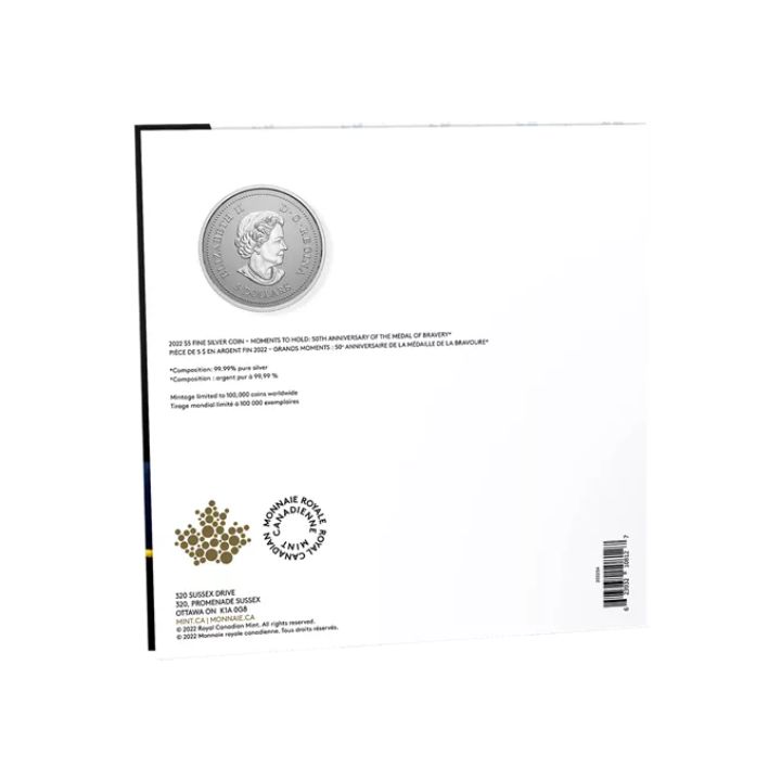 Canada: Moments to Hold - Medal of Bravery 50. 1/4 Ounce Silver Anniversary 2022 