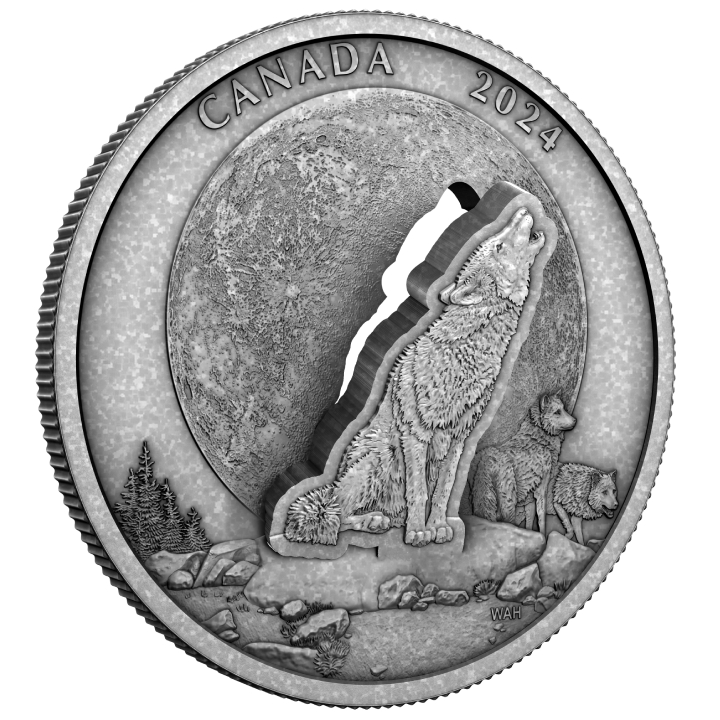 Canada: The Howling Wolf $30 Silver 2024 Antiqued Coin