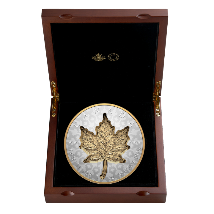 Canadian Maple Leaf -Super Incuse 1000 gram Silver 2024 Gilded Reverse Proof