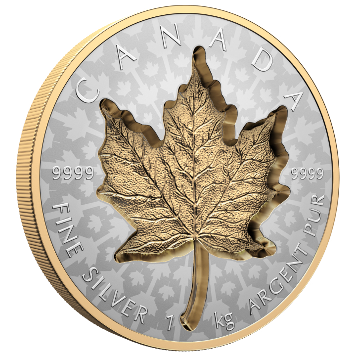 Canadian Maple Leaf -Super Incuse 1000 gram Silver 2024 Gilded Reverse Proof