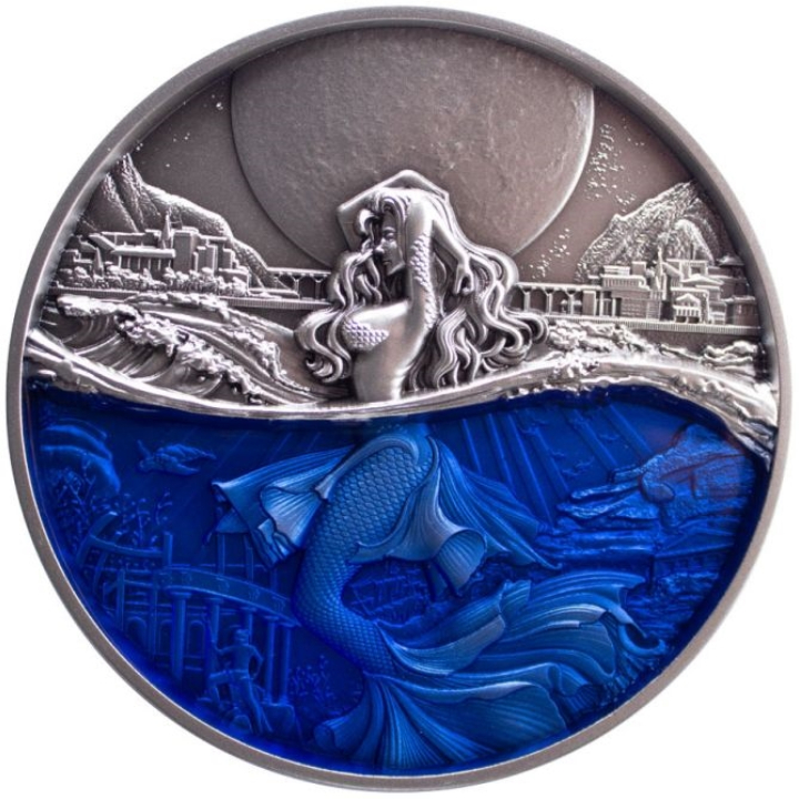 Chad: Mechanical Creature - Under The Ocean colored 3 oz Silver 2023 High Relief Antiqued Coin