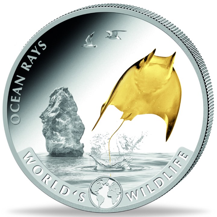 Congo: World's Wildlife - Ocean Rays gold plated 1 oz Silver 2023