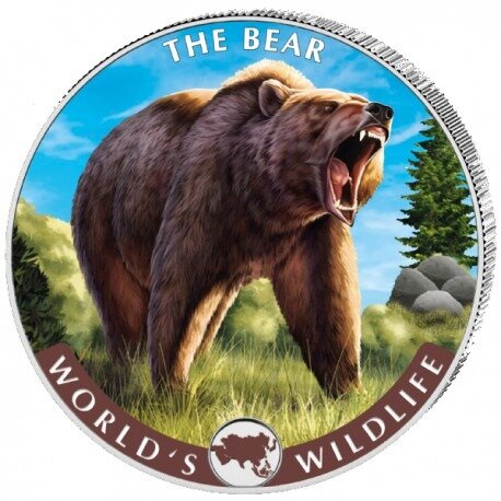 Congo: World's Wildlife - The Bear colored 1 oz Silver 2022