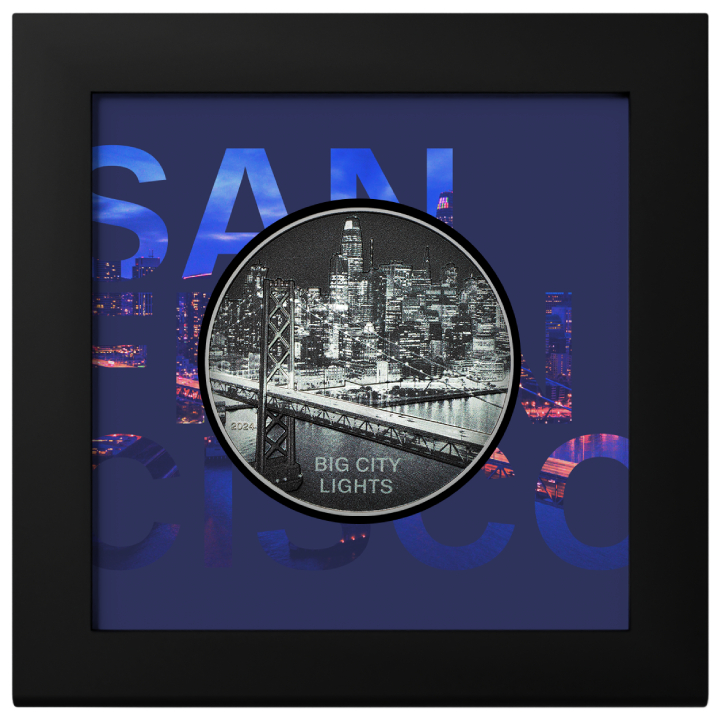 Cook Islands: Big City Lights - San Francisco coloured 1 oz Silver 2024 Proof 