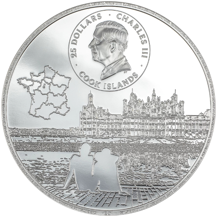 Cook Islands: Château de Chambord coloured 5 oz Silver 2024 Proof Ultra High Relief Coin