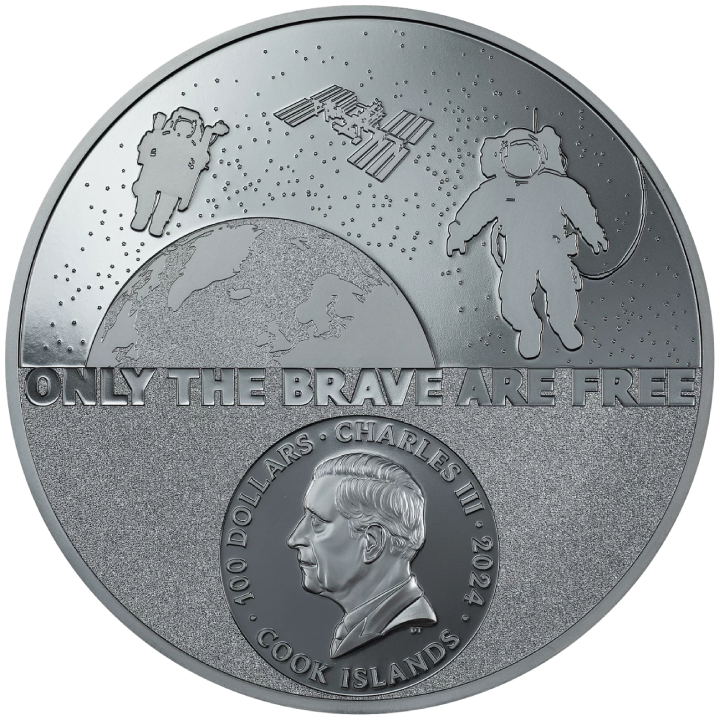 Cook Islands: Real Heroes - Astronaut coloured 1000 gram Silver 2024 Black Proof