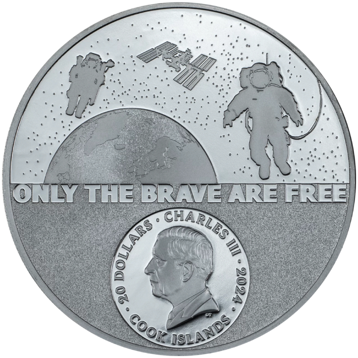 Cook Islands: Real Heroes - Astronaut coloured3 oz Silver 2024 Black Proof Ultra High Relief