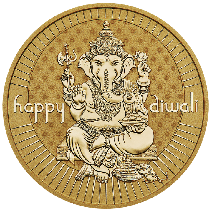 Diwali 1 oz Silver 2024 Gilded Medallion