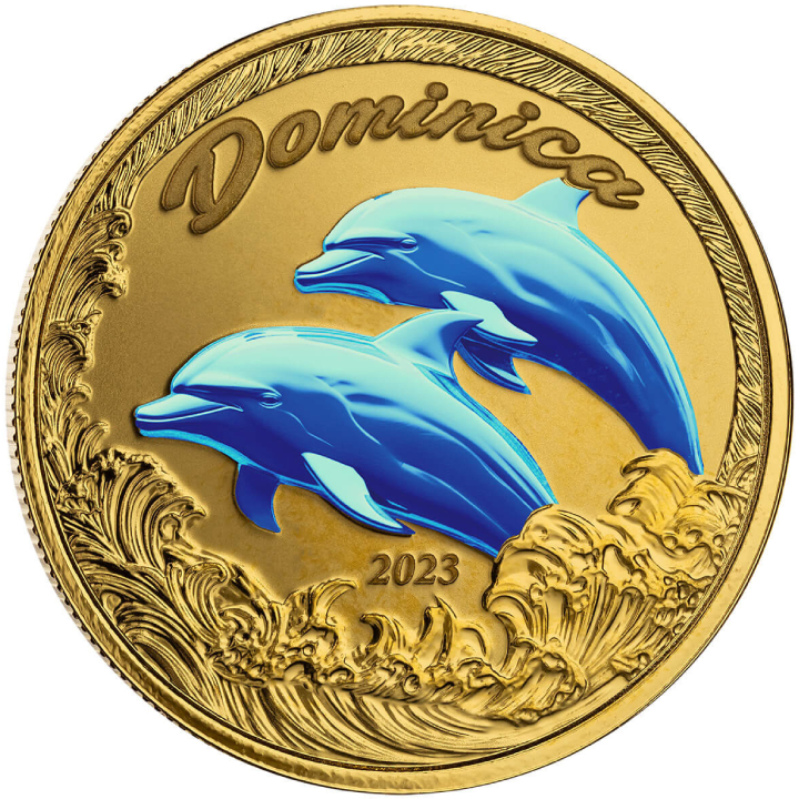 Dominica: Dolphin coloured 1 oz Gold 2023 Proof