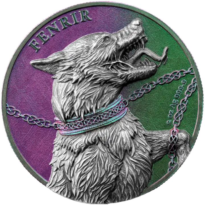 Germania: Beasts - Fenrir coloured 2 oz Silver 2022 Ultra High Relief