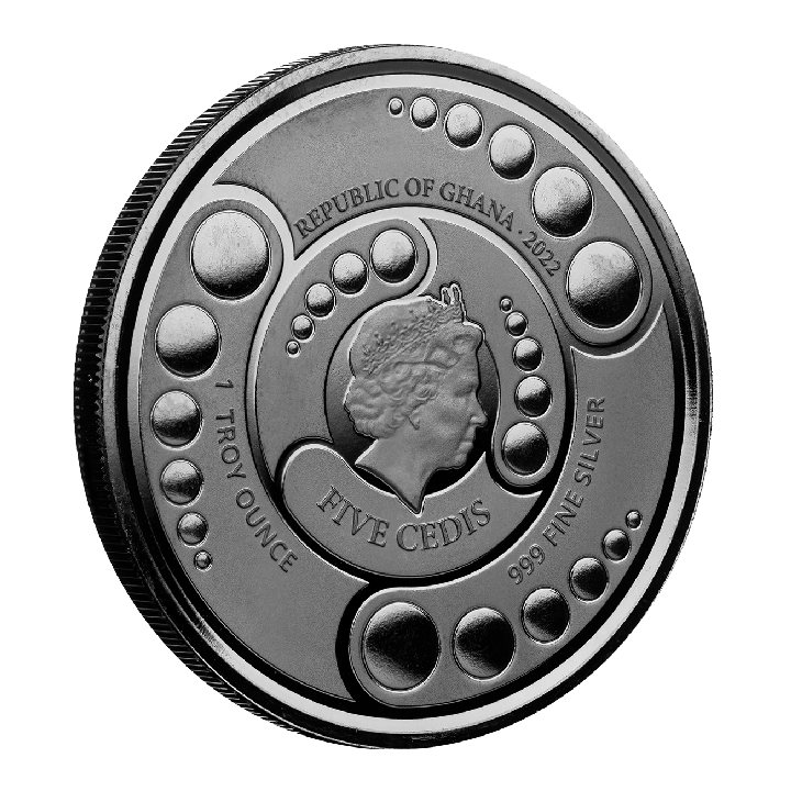 Ghana: Alien colored 1 oz Silver 2022 Black Rhodium Proof