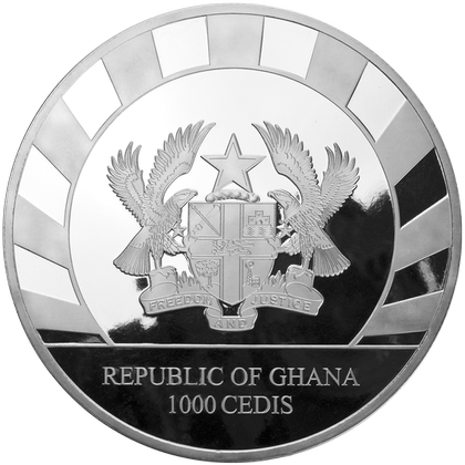 Ghana: Giants of the Ice Age - Cave Lion 1000 grams of Silver 2022