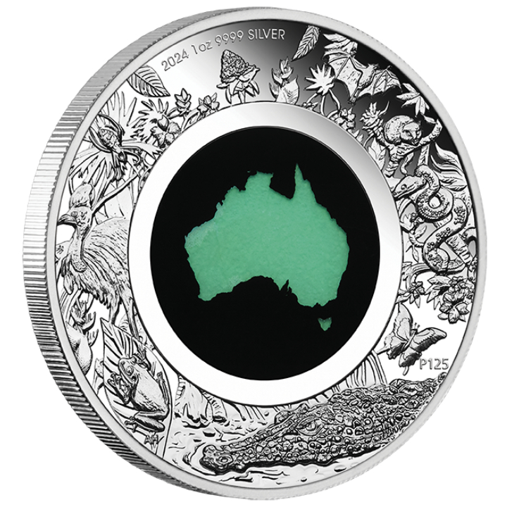 Great Southern Land 1 oz Silver 2024 Proof (coin with chrysoprase)