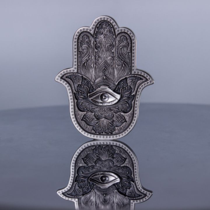 Hamsa 2 oz Silver 2022 Stackable High Relief Antiqued 