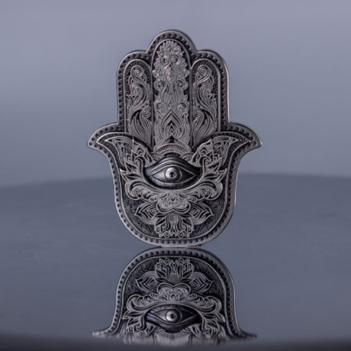 Hamsa 2 oz Silver 2022 Stackable High Relief Antiqued 