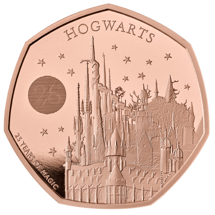 Harry Potter: Hogwarts School of Witchcraft and Wizardry 50p Gold 2023 Proof 