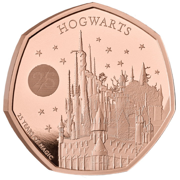 Harry Potter: Hogwarts School of Witchcraft and Wizardry 50p Gold 2023 Proof 