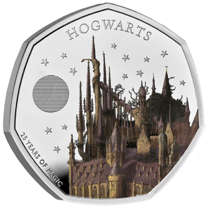 Harry Potter: Hogwarts School of Witchcraft and Wizardry colored 50p Silver 2023 Proof 