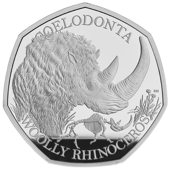 Ice Age Giants - Woolly Rhinoceros 50p Silver 2024 Proof 