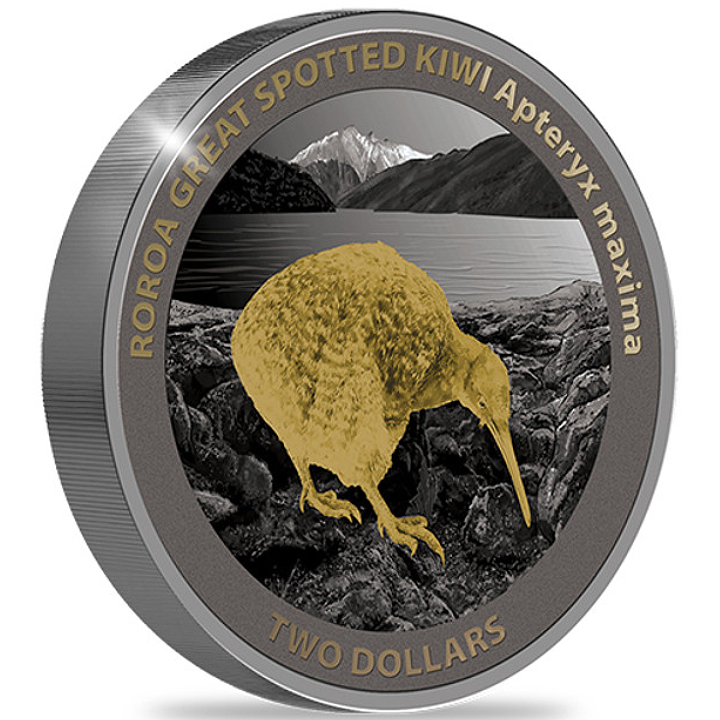 Kiwi 2 oz Silver 2024 Gilded Black Proof High Relief Coin