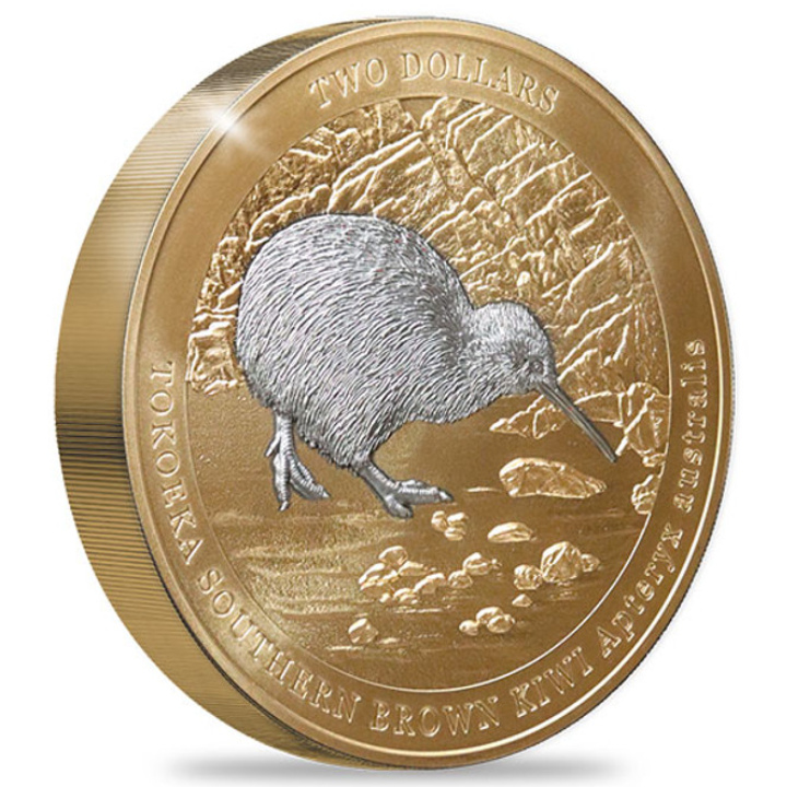 Kiwi Gold Plated 2 oz Silver 2023 Black Proof