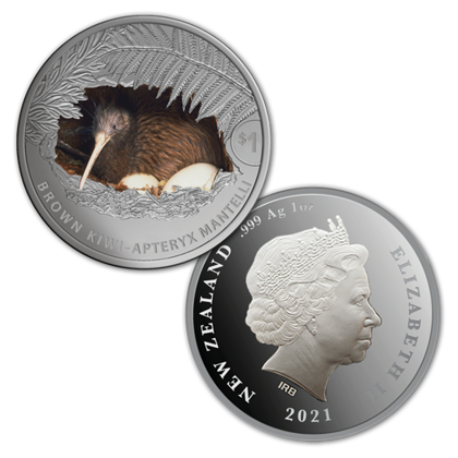 Kiwi colored 1 oz Silver 2021 Proof