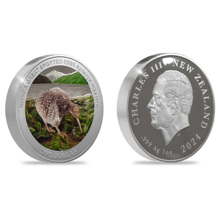 Kiwi coloured 1 oz Silver 2024 Proof Coin