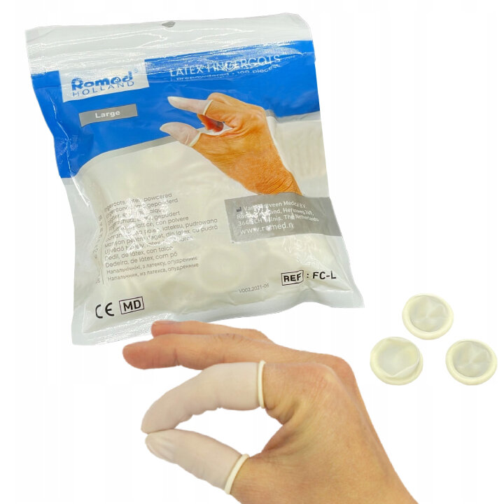 Latex finger protectors L (white) 100 pcs