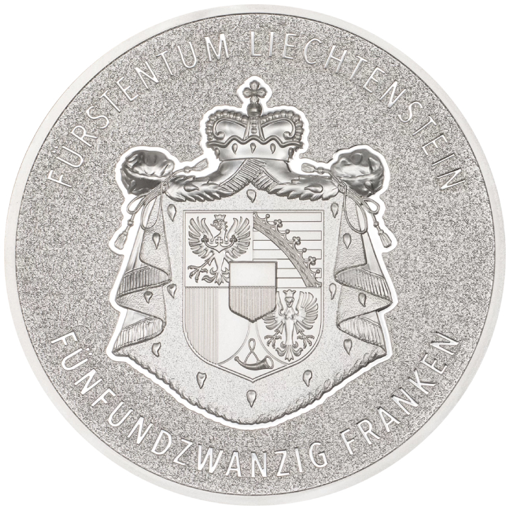 Liechtenstein: 100 years of the Swiss Franc in Liechtenstein coloured 5 oz Silver 2024 Silk Coin