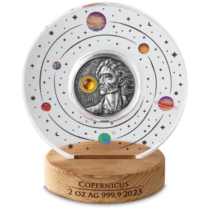 Malta: Copernicus gold-plated 2 oz Silver 2023 Antique Finish 