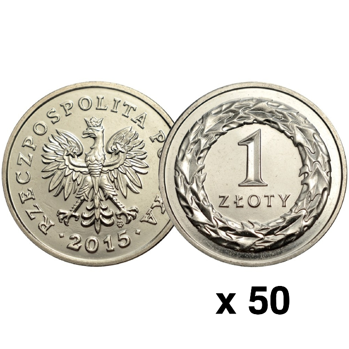 National Bank of Poland: 1 PLN from the Bank Roll Coin (50 pcs) - Random Year 