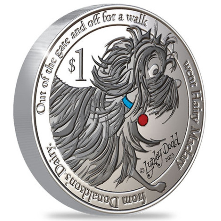 New Zealand: Hairy Maclary from Donaldson's Dairy colored 1 oz Silver 2023 Proof